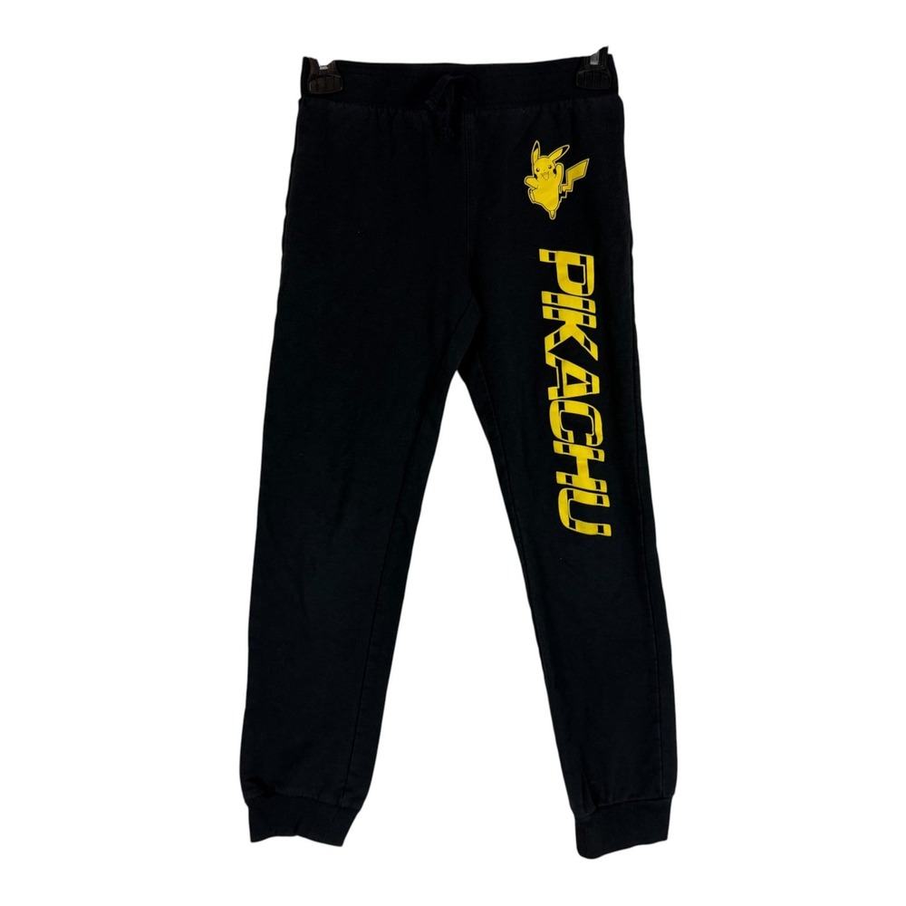 Pokémon Pants Kids M Black Pikachu Fleece Sweatpants Jogger Elastic Waist